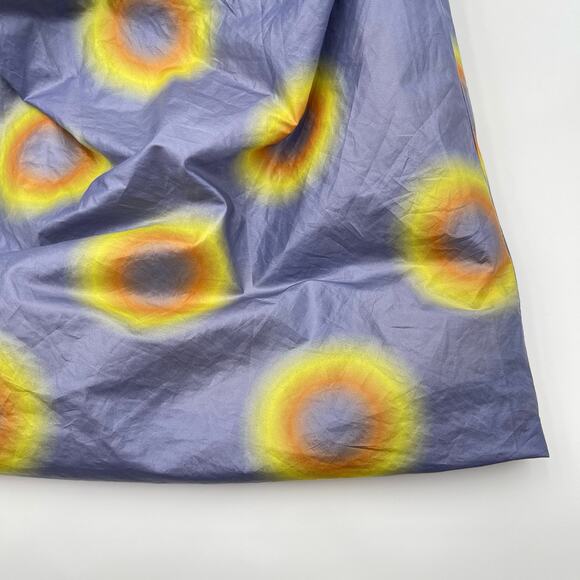 Maisie Wilen | Lady Miss Purple Yellow Ruched Low Back Polka Dot Midi Dress M - Picture 9 of 14